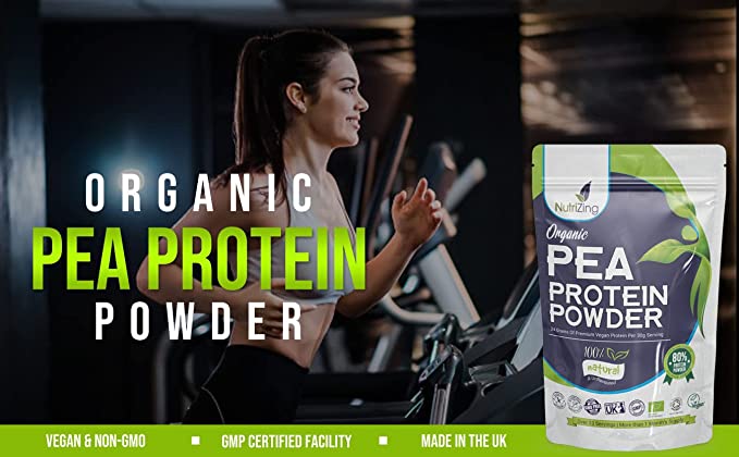 Award Winning Vegan Pea Protein Powder 1kg Pouch | Organic & Pure - No Soy, No Gluten - Keto & Paleo | Made in UK by NutriZing
